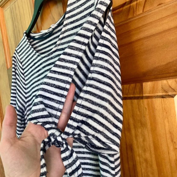Women’s size XS Gap navy and white striped A-line swing dress with sleeve tie - Picture 3 of 6